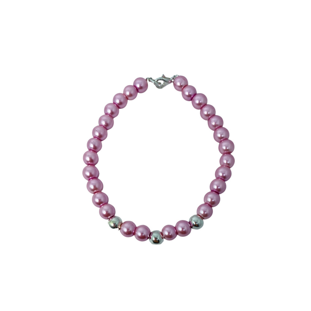 PULSERA SEMI JOYA PLATA 925 Y BIJOUTERIE BOLITAS COLOR ROSA - Imagen 2