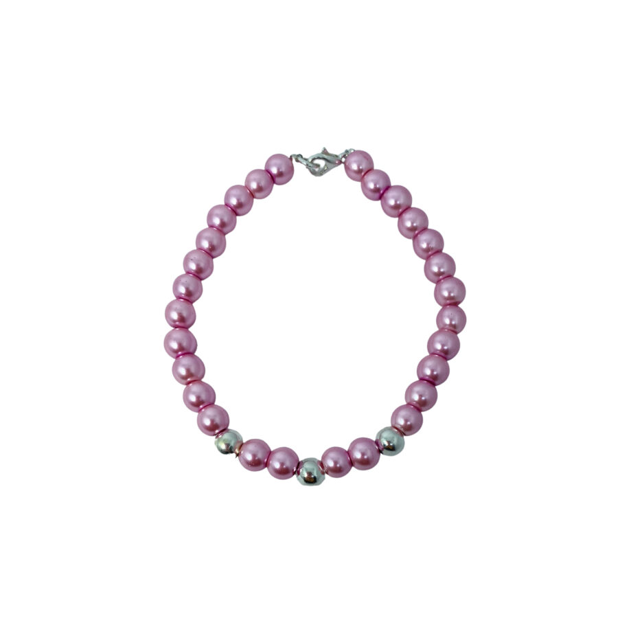 PULSERA SEMI JOYA PLATA 925 Y BIJOUTERIE BOLITAS COLOR ROSA - Imagen 2