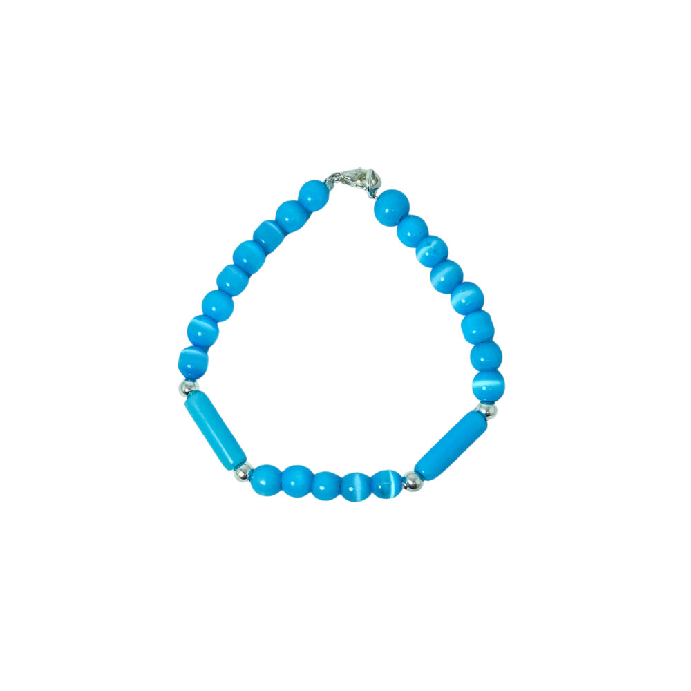 PULSERA SEMI JOYA PLATA 925 Y BIJOUTERIE BOLITAS TURQUESA - Imagen 2