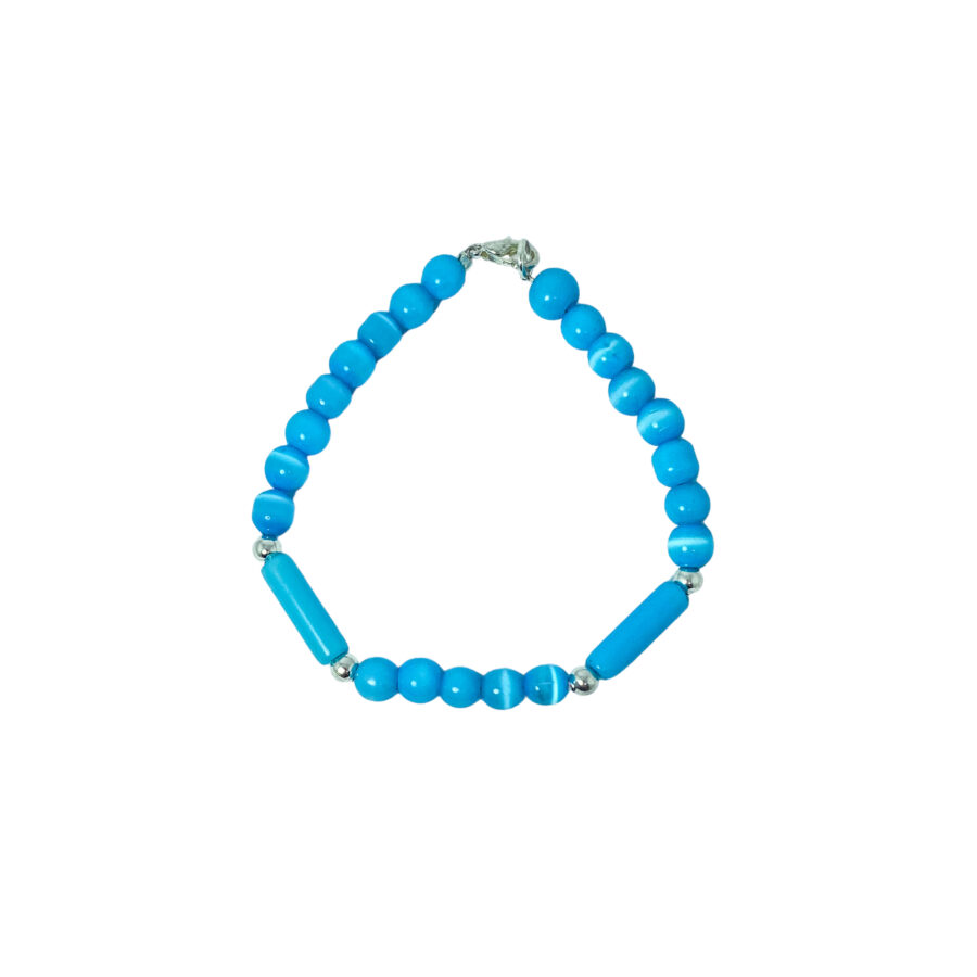 PULSERA SEMI JOYA PLATA 925 Y BIJOUTERIE BOLITAS TURQUESA - Imagen 2
