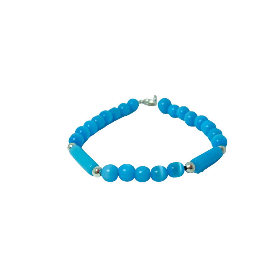 PULSERA SEMI JOYA PLATA 925 Y BIJOUTERIE BOLITAS TURQUESA