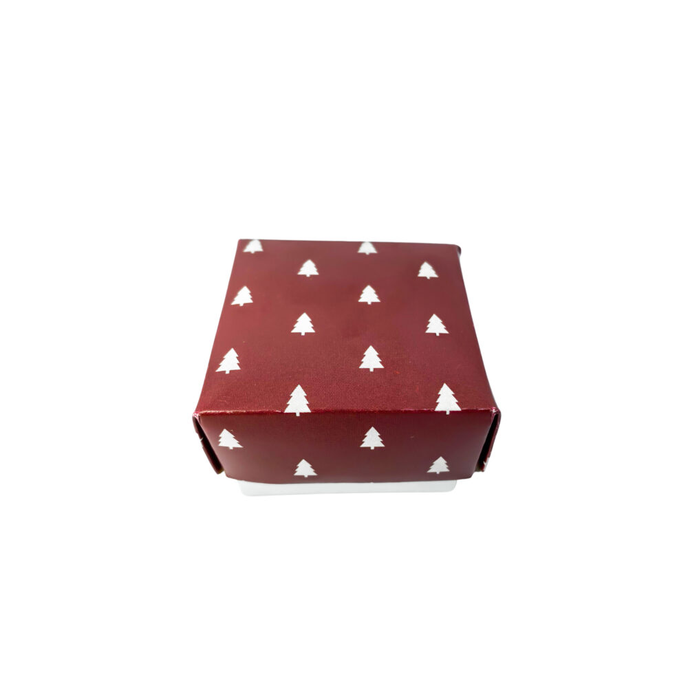 CAJA DE ANILLO COLOR VINO CON ARBOLES - CAJ44 - Imagen 3