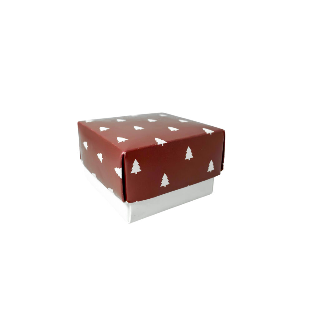 CAJA DE ANILLO COLOR VINO CON ARBOLES - CAJ44