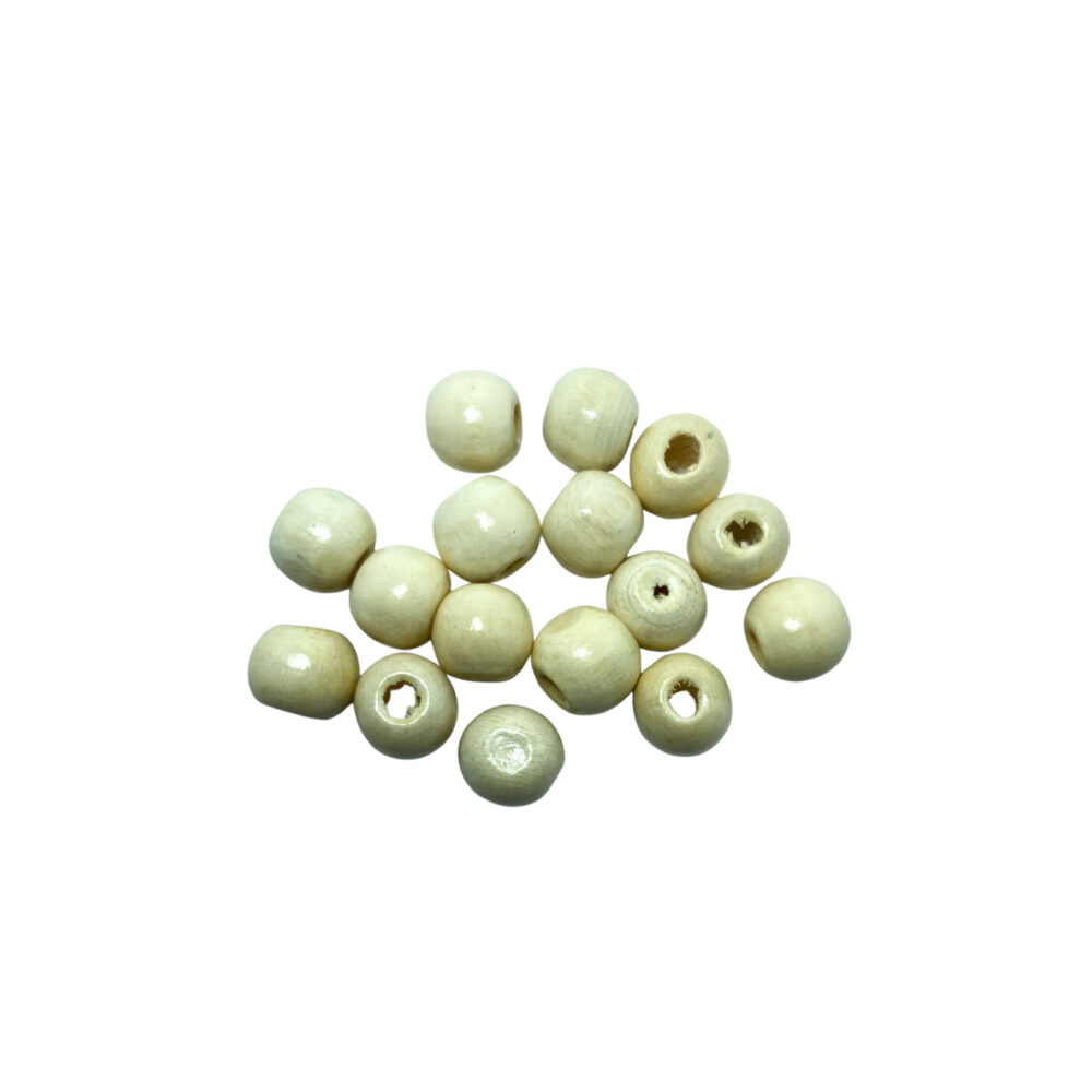 MOD01B- CUENTAS DE MADERA NUMERO 6MM COLOR NATURAL X 10 GRAMOS