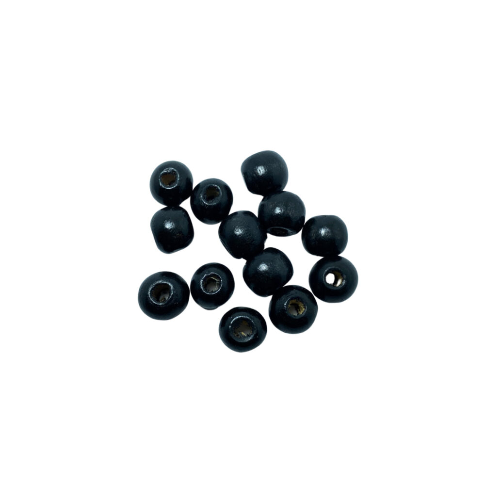 MOD01C- CUENTAS DE MADERA NUMERO 6MM COLOR NEGRA X 10 GRAMOS