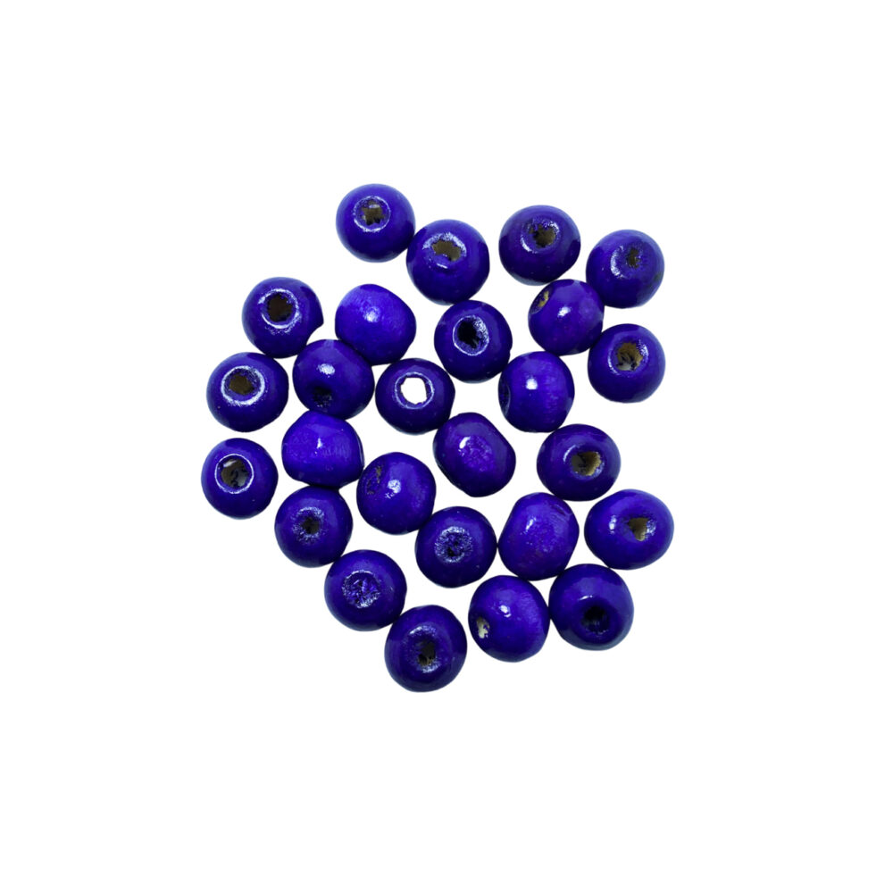 MOD02A- CUENTAS DE MADERA NUMERO 6MM COLOR VIOLETA X 10 GRAMOS