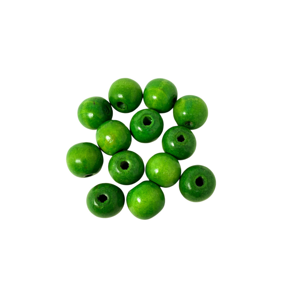 MAD612 - CUENTA DE MADERA VERDE 14 MM X 10 GRAMOS