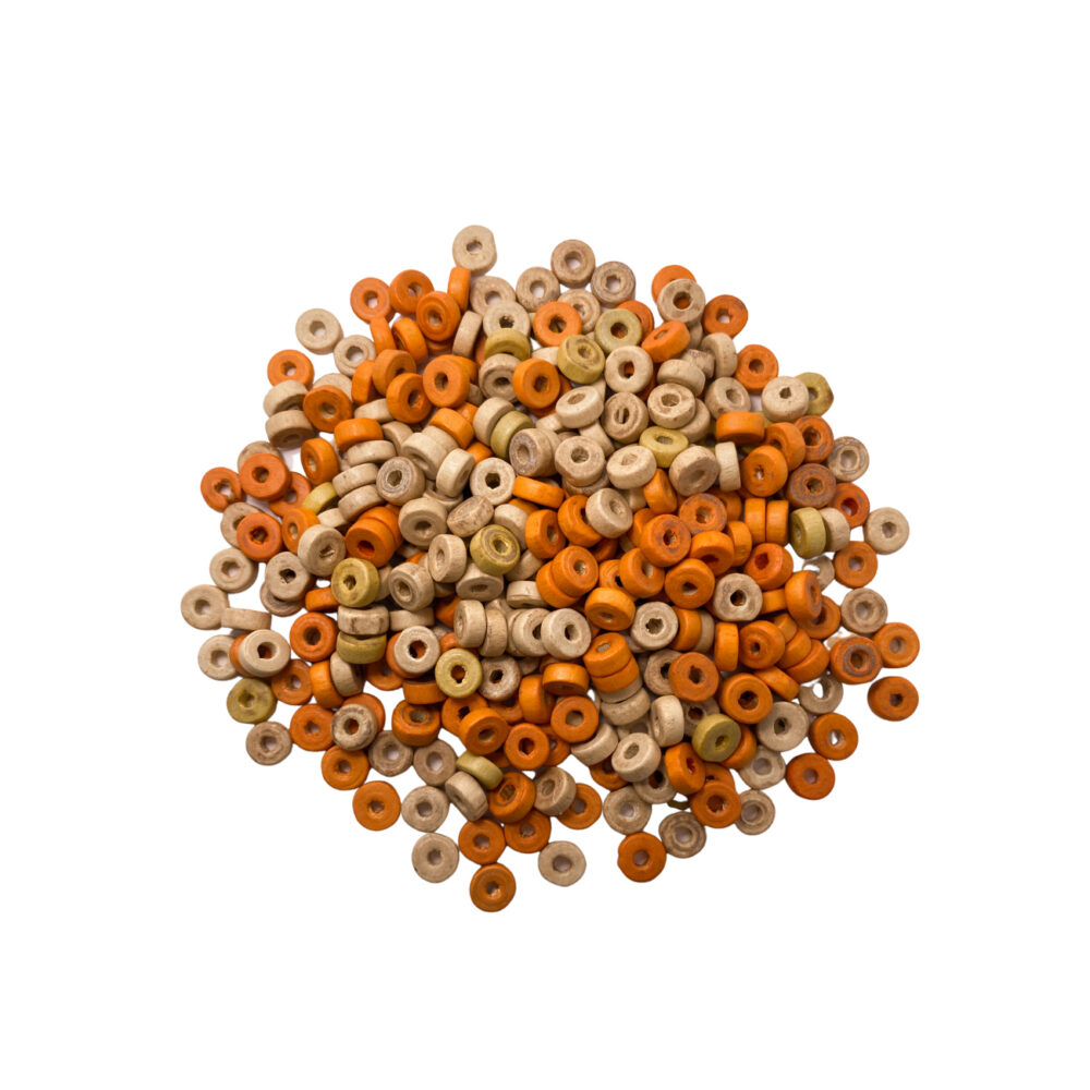 MADC03 -DONAS DE MADERAS SURTIDA DE COLOR NARANJA Y NATURAL X 10 GRAMOS