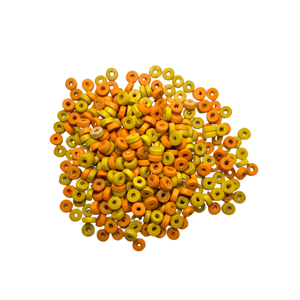 MADC06 - DONAS DE MADERA SURTIDA DE COLOR NARANJA Y AMARILLO X 10 GRAMOS