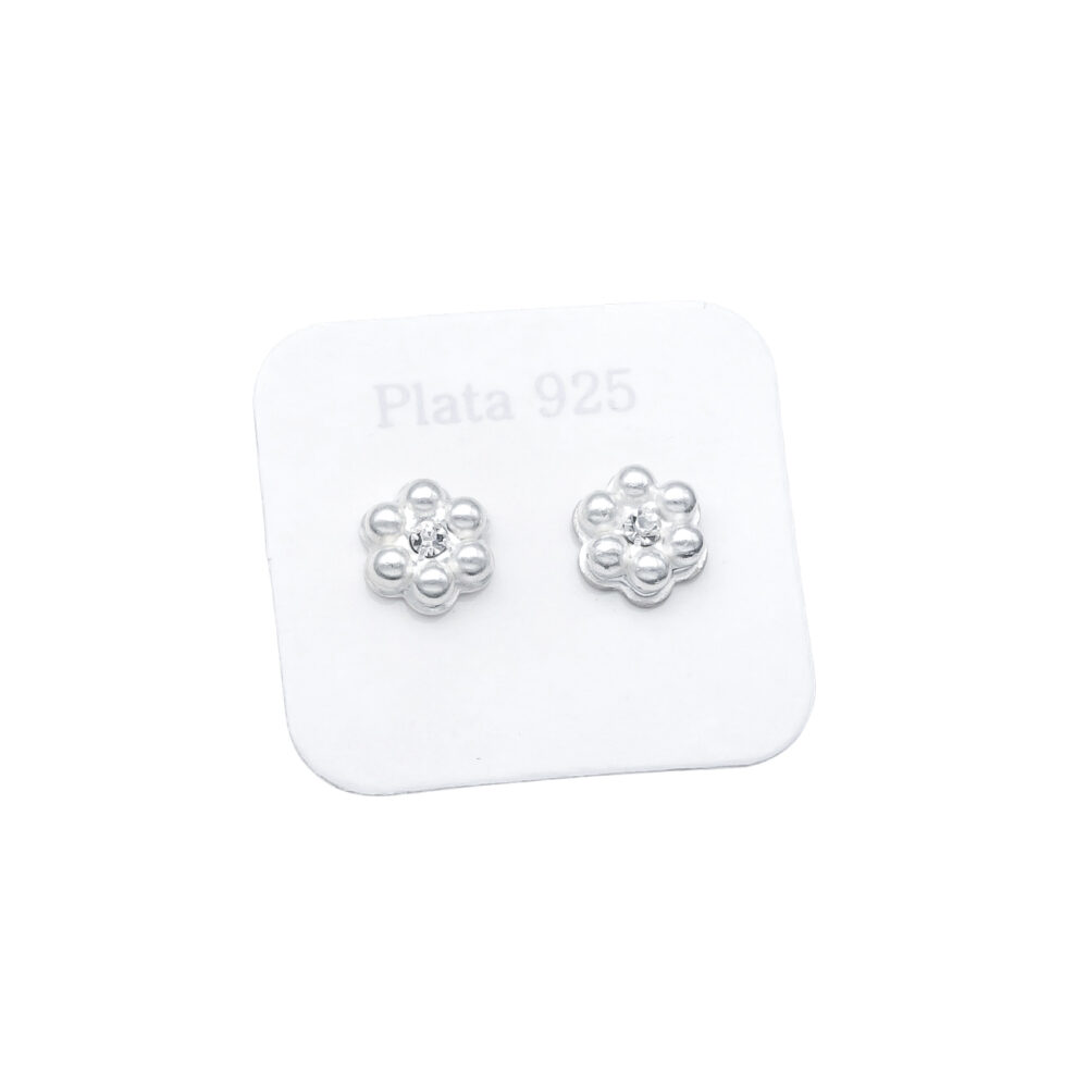 AR17A1-ARO PLATA 925 PASANTE FLOR CON ZIRCONIA CENTRAL