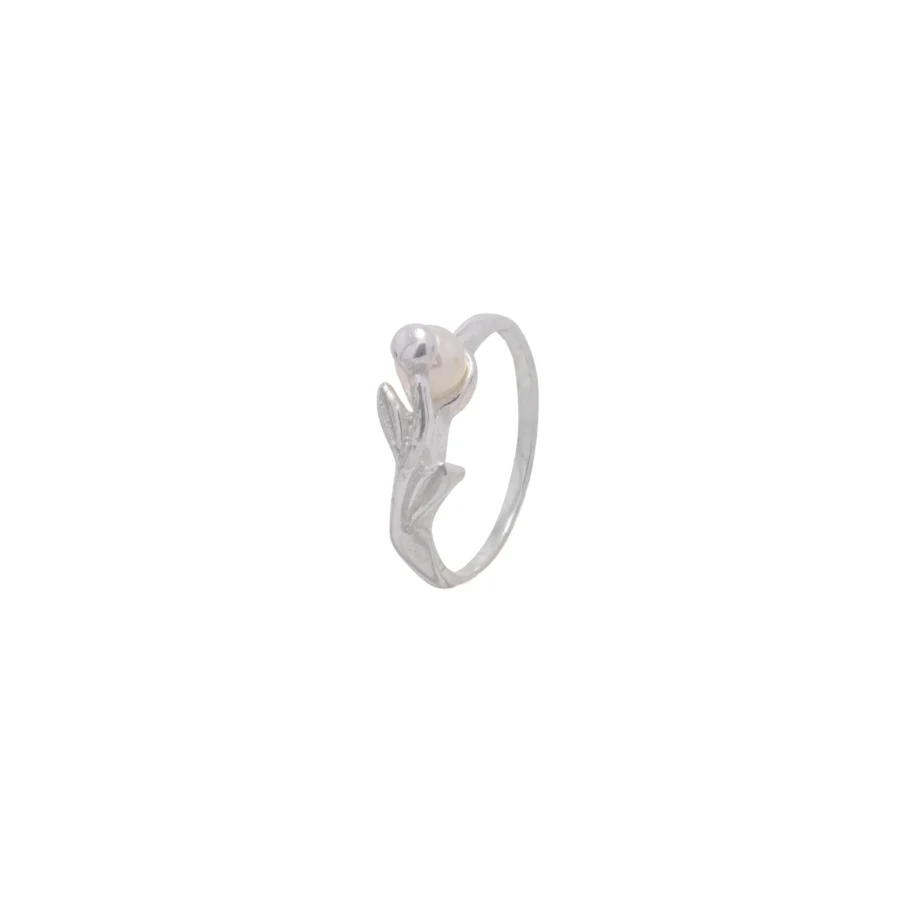 ANILLO DE PLATA 925 PERLA ENGARZADA EN RAMAS Y HOJAS - A2439