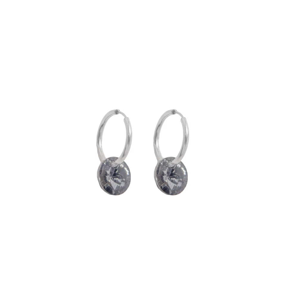 ARGOLLAS DE PLATA 925 DE 16MM CON CRISTAL NEGRO CIRCULAR