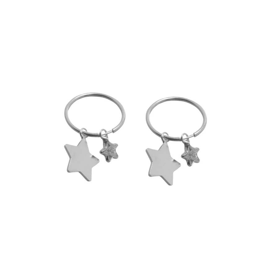 ARGOLLAS DE PLATA 925 CON DIJE DE ESTRELLA LISA Y ZIRCONIA
