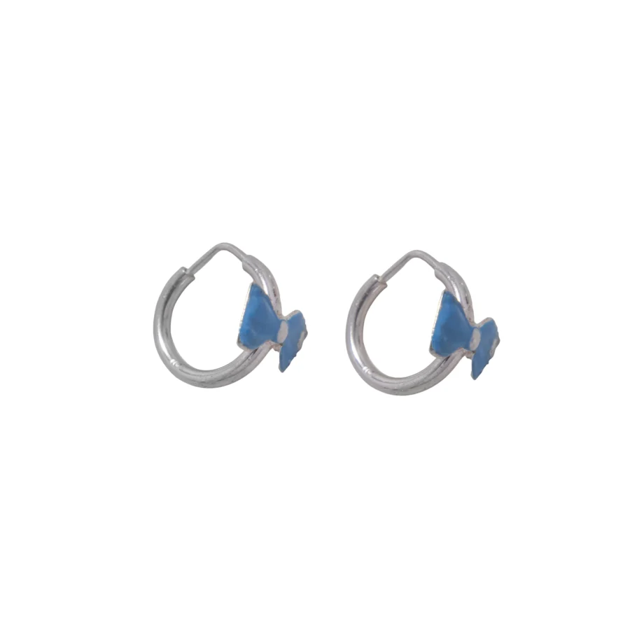 AR412X- AROS ARGOLLA PLATA 925 CON DIJE MARIPOSA AZUL