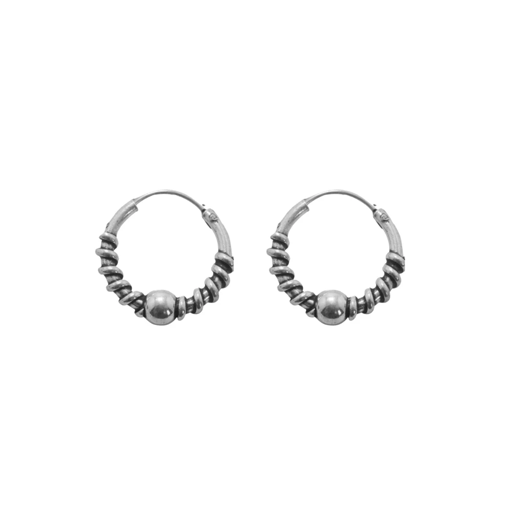 AR420X- AROS PLATA 925 ARGOLLA BALI CON BOLITA CENTRAL