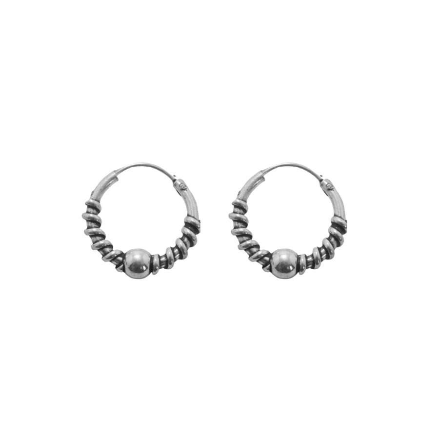 AR420X- AROS PLATA 925 ARGOLLA BALI CON BOLITA CENTRAL
