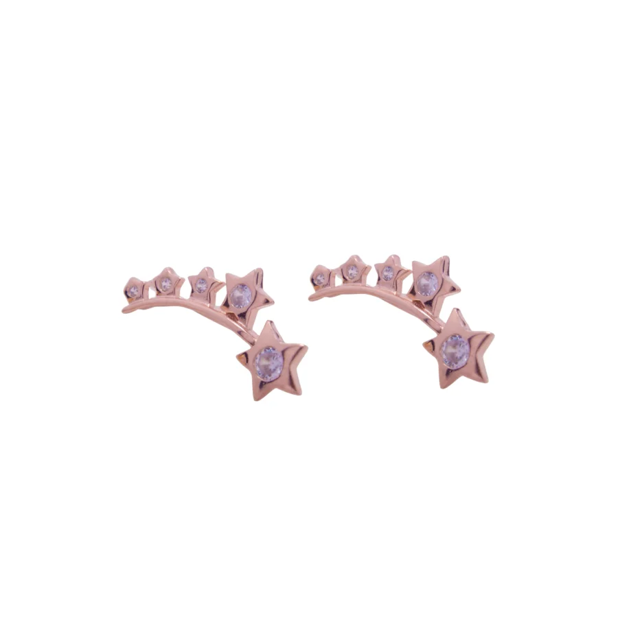 AR434X- AROS PLATA 925 ROSE TREPADORES CON ESTRELLAS CUBIC