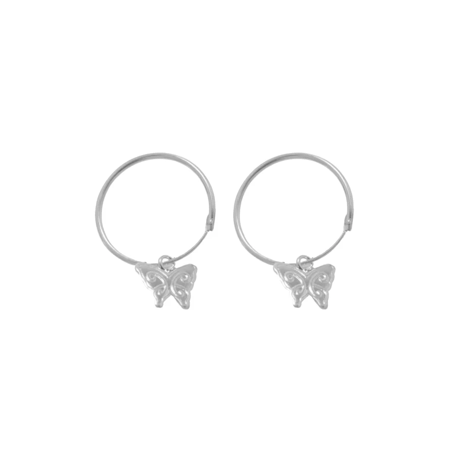 ARG6753X- AROS DE PLATA 925 ARGOLLA DIJE COLGANTE DE MARIPOSA