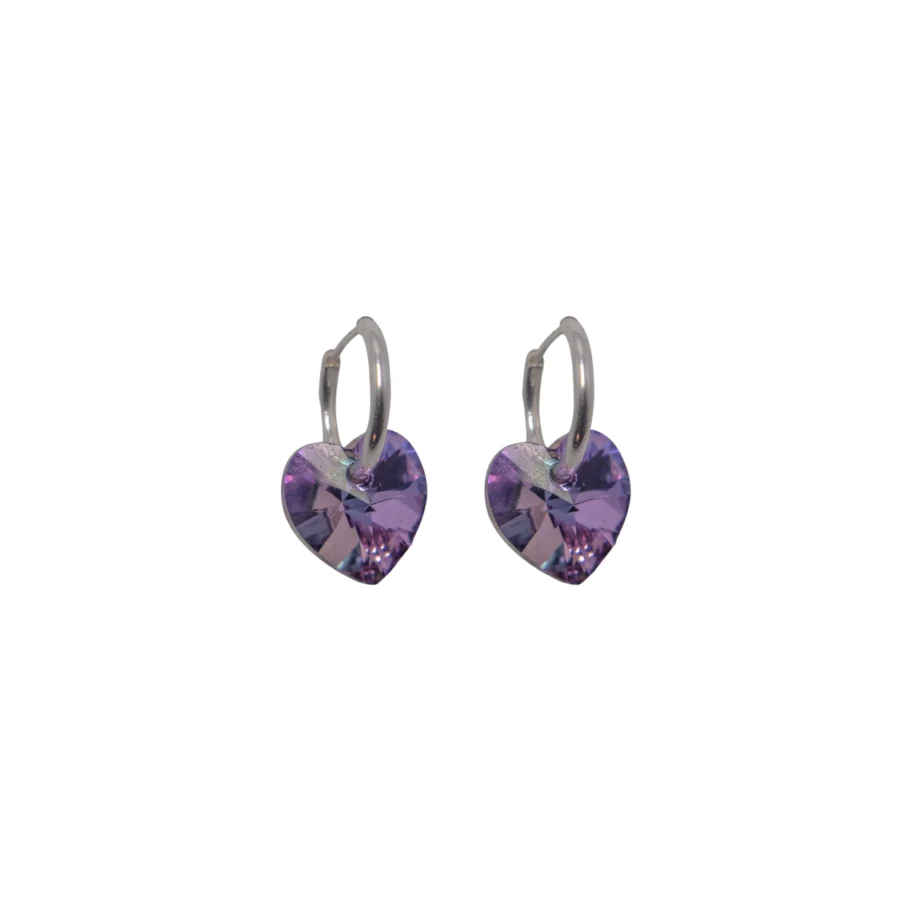 AROS ARGOLLAS DE PLATA 925 CON DIJE CORAZÓN CRISTAL SWAROVSKI- ARSA07A