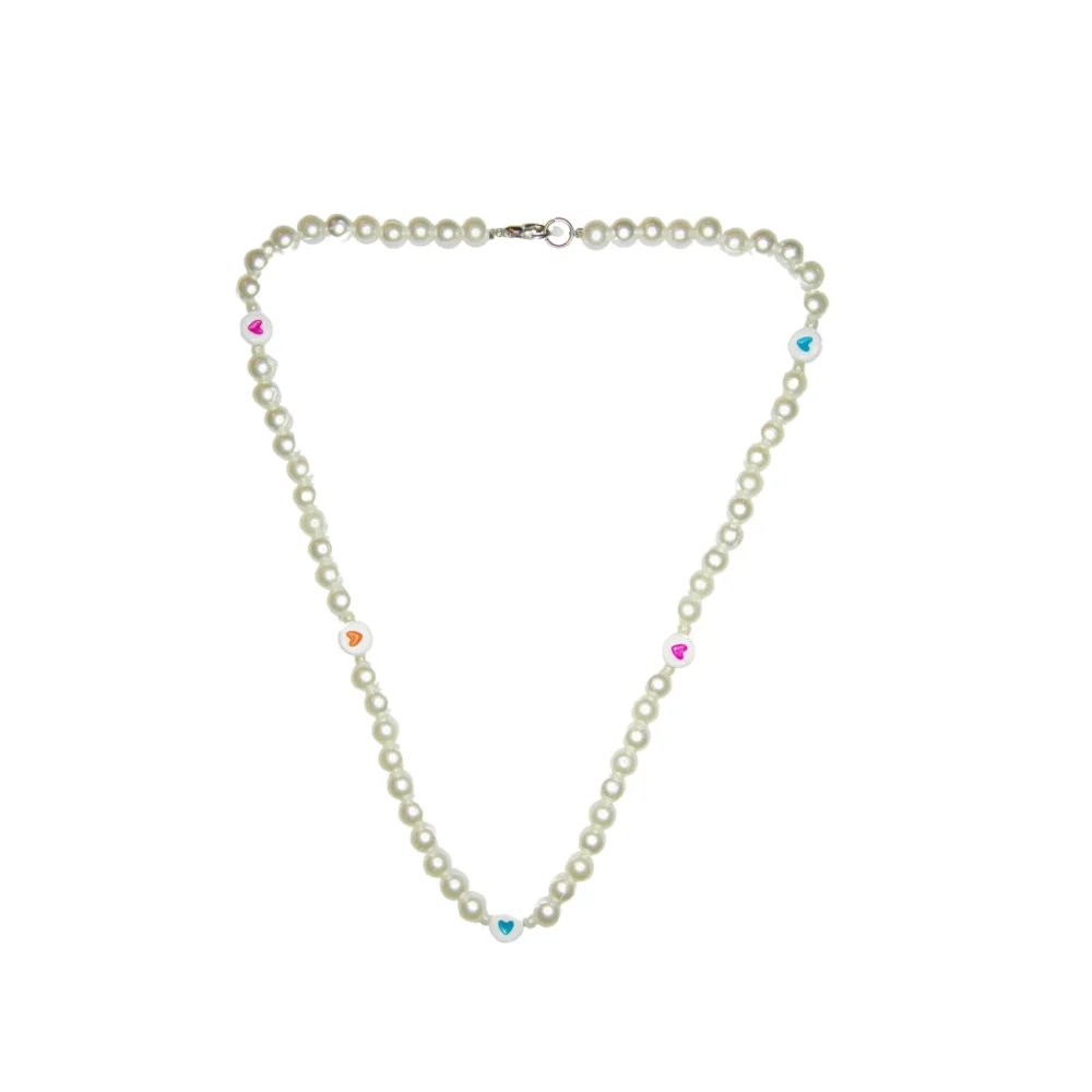 COLLAR DE BIJOU PERLAS NATURALES Y CORAZONES- BIJ20