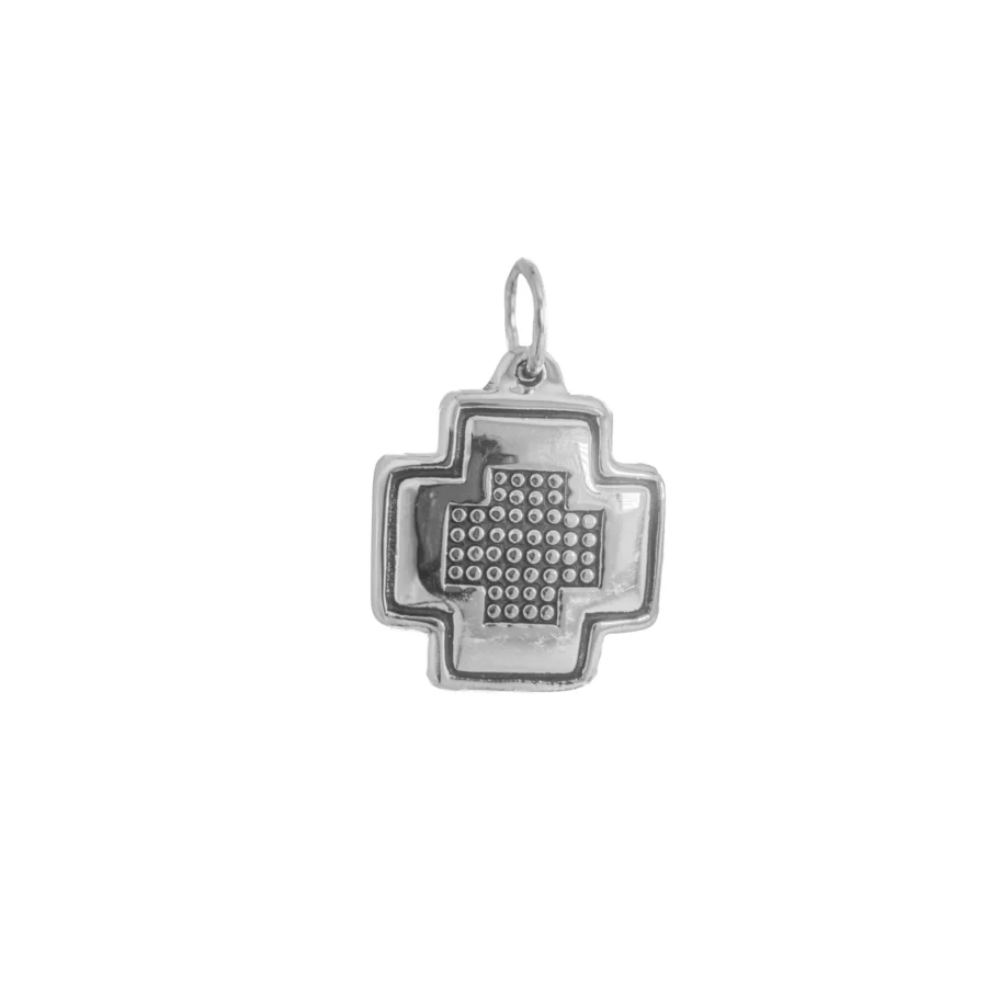 D3044- DIJE PLATA 925 INFLADO CRUZ CON PUNTITOS