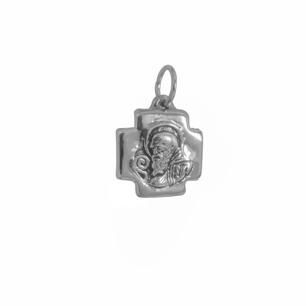 D3055- DIJE DE PLATA INFLADO CRUZ CON SANTO