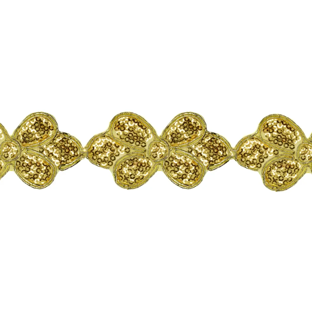 GALON DORADO ANCHO CON FLORES X METRO- GALD16