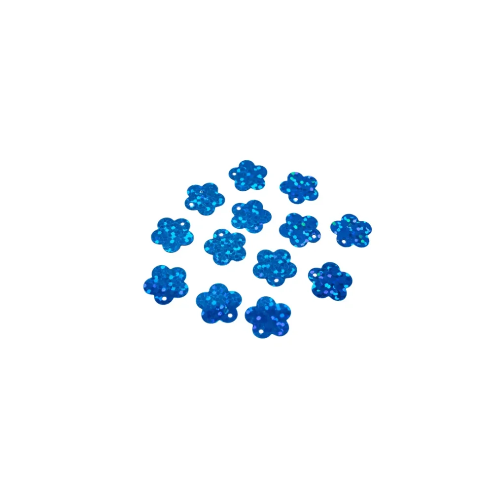 LENTEJUELA LASER CELESTE EN FORMA DE FLOR X 10 GRAMOS- LENT15
