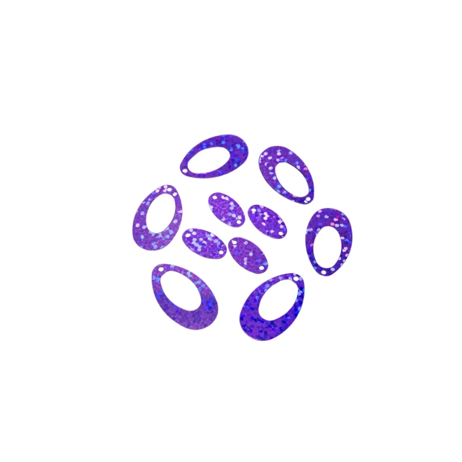 LENTEJUELA VIOLETA LASER OVALADA CALADA X 10 GRAMOS - LENT26