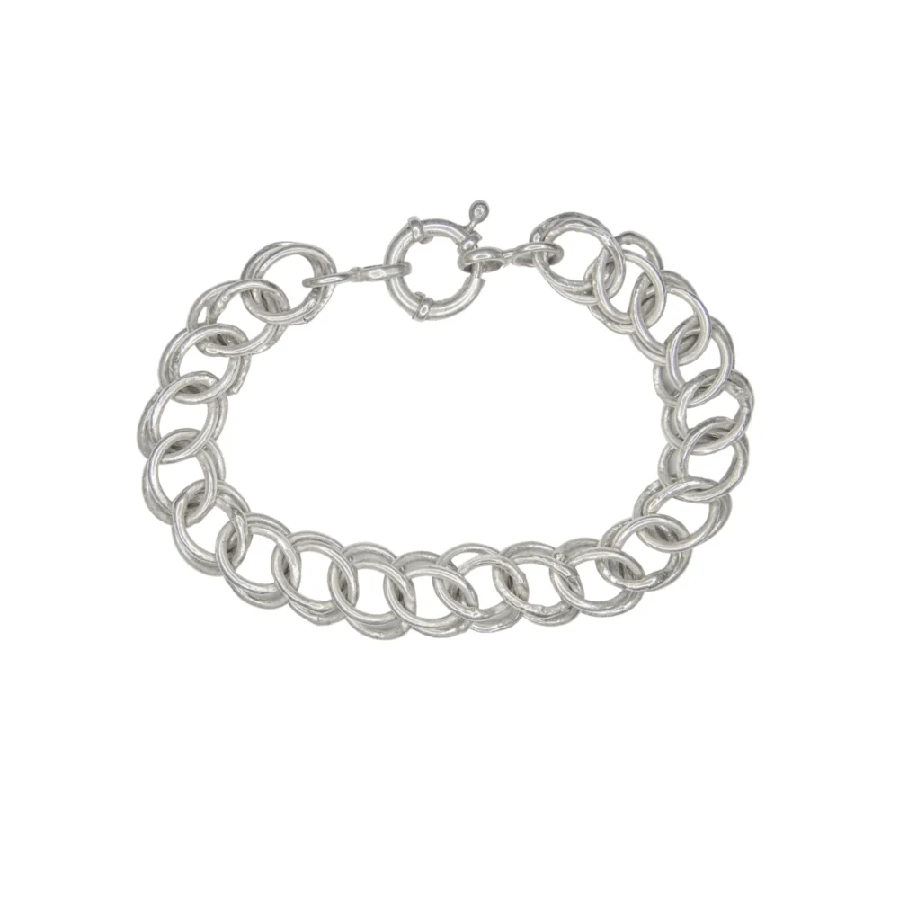 PULSERA DE PLATA NACIONAL ROLO CON CIRCULOS ENTRELAZADOS-P4145