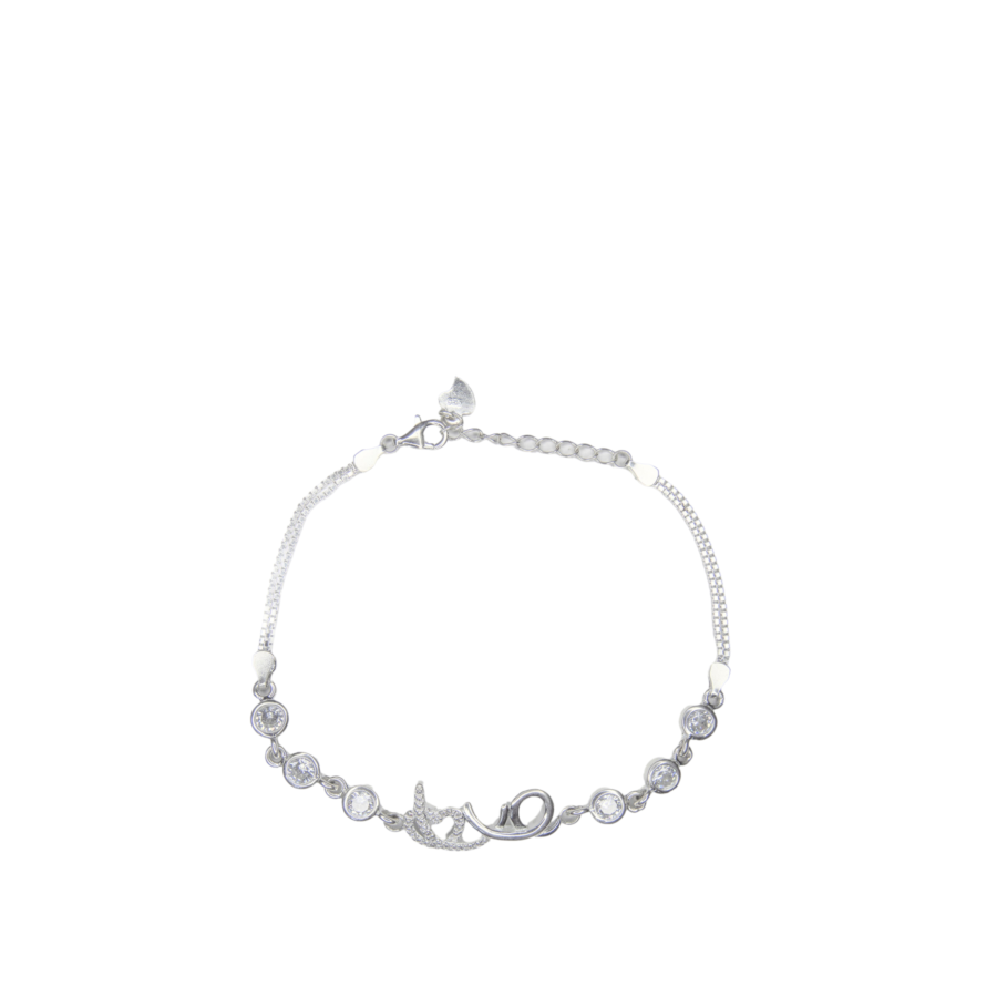 PULSERA DE PLATA 925 VENECIANA CON DIJE LOVE CON CUBIC-P451