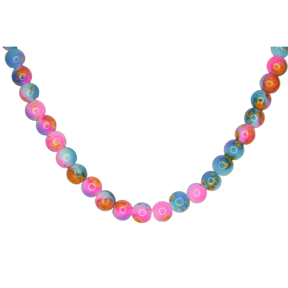 TIRA DE PERLA DE VIDRIO ROSA CON CELESTE N10- PERV16