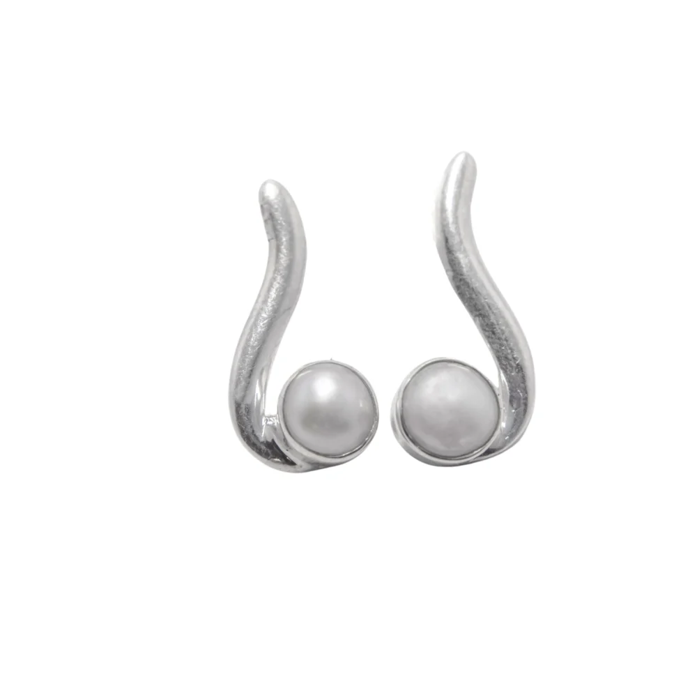 AROS DE PLATA 925 PASANTE CON FORMA CURVADA Y PERLA-A5463