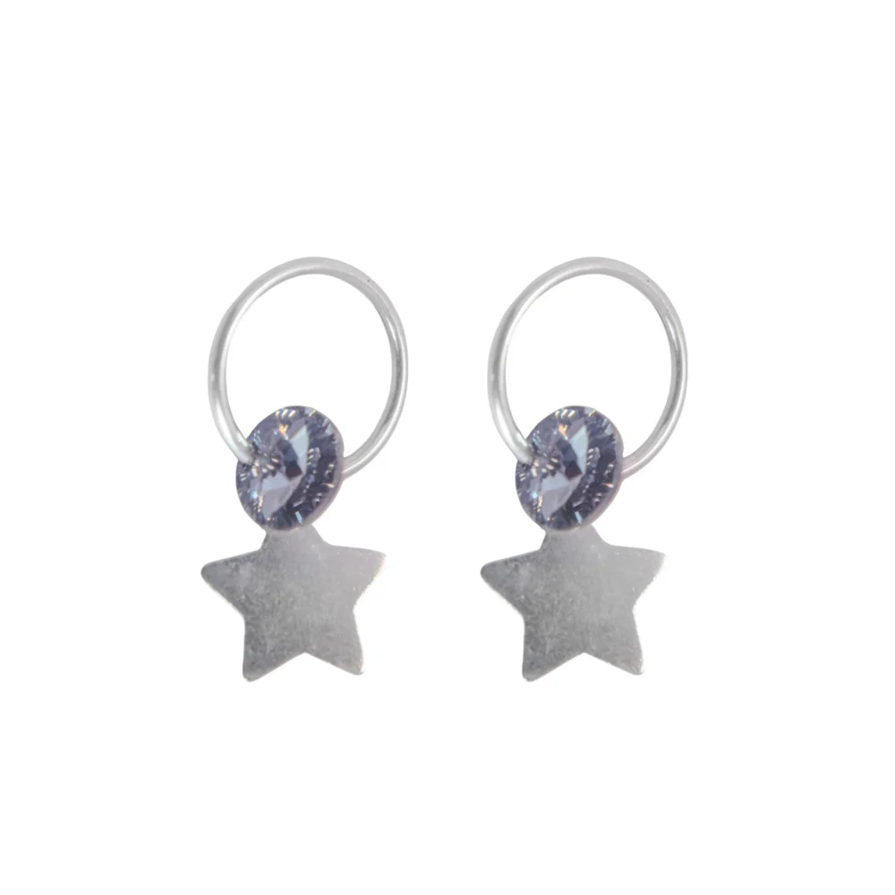 AROS ARGOLLA DE PLATA 925 + DIJE CRISTAL SWAROVSKI REDONDO Y ESTRELLA
