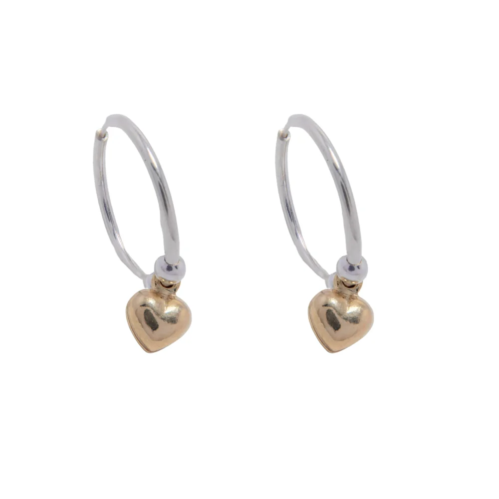 ARGOLLAS DE PLATA 925 + DOS BOLITAS Y CORAZON INFLADO DORADO