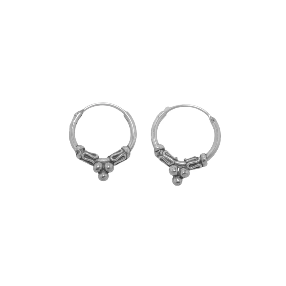 ARGOLLAS DE PLATA 925 ESTILO BALI CON BOLITAS EN EL CENTRO
