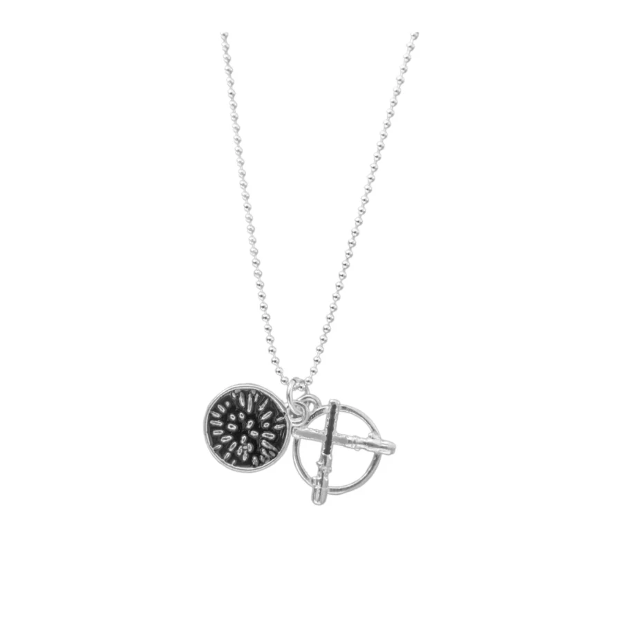 CONJUNTO DE PLATA 925 CADENA DE BOLITAS Y DIJE SABLES DE LUZ