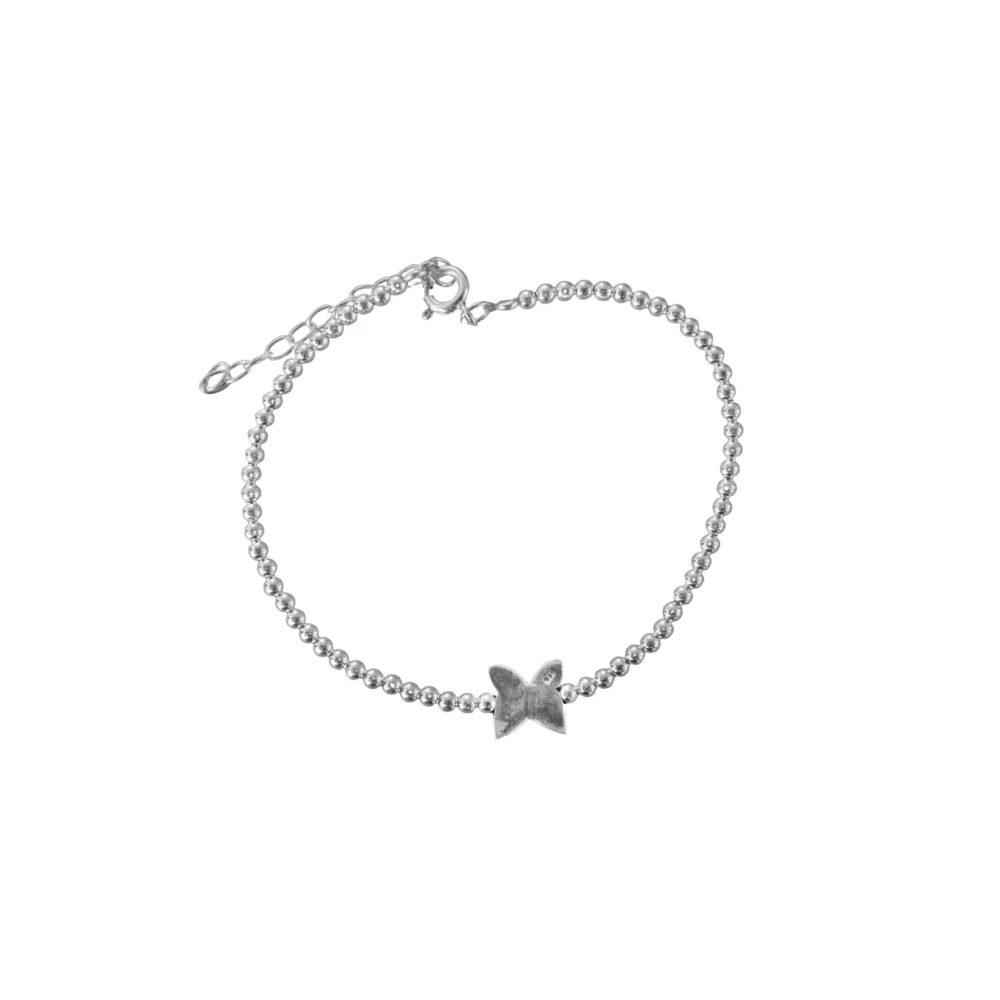 PUL993X- PULSERA PLATA 925 BOLITAS CON MARIPOSA LISA CENTRAL