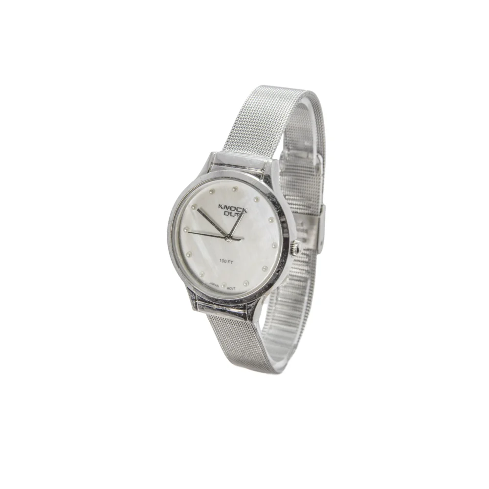 REK03- RELOJ KNOCK OUT PLATEADO MALLA METALICA