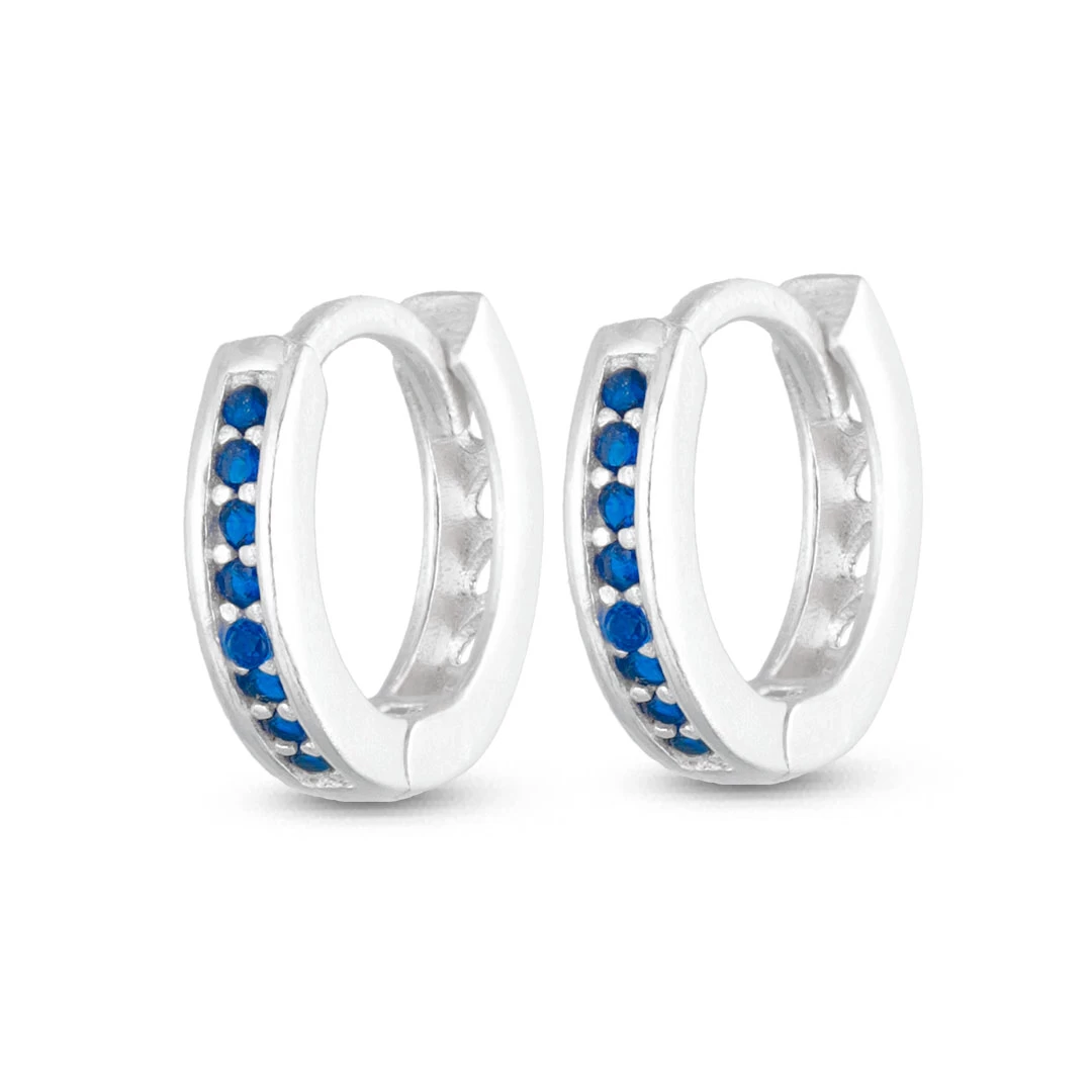 26J7 - AROS HUGGIES DE PLATA 925 CON ZIRCONIA AZUL