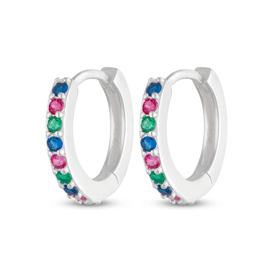 27B6 - AROS ARGOLLA DE PLATA 925 CON ZIRCONIAS MULTICOLOR