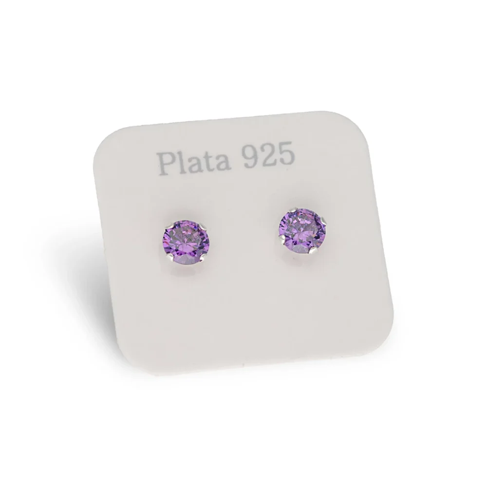 28E2 - AROS PASANTES DE PLATA 925 CON ZIRCONIA VIOLETA