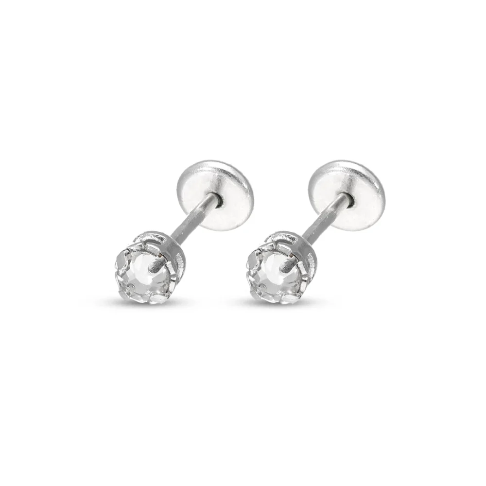ABRIDORES DE PLATA 925 ZIRCONIA COLOR CRISTAL CIRCULAR