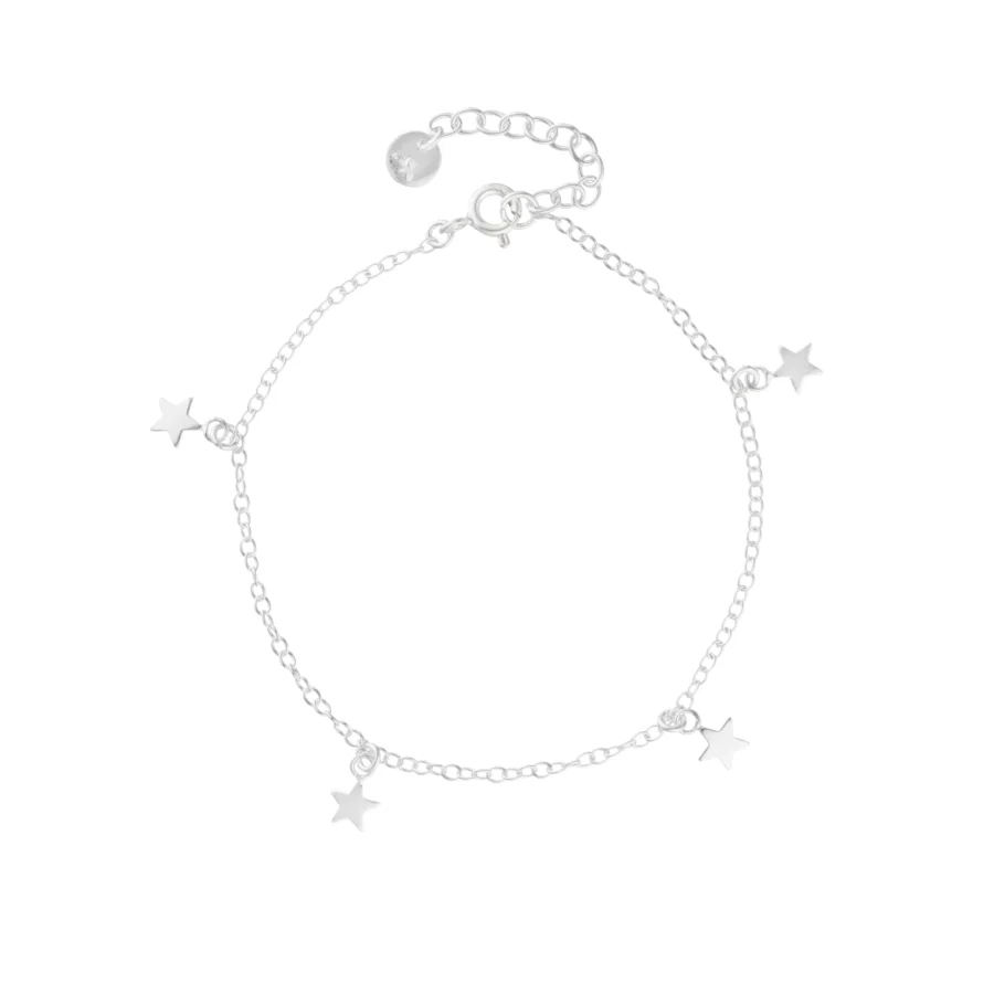12B1- PULSERA DE PLATA 925 CON DIJES COLGANTE DE ESTRALLAS LISOS