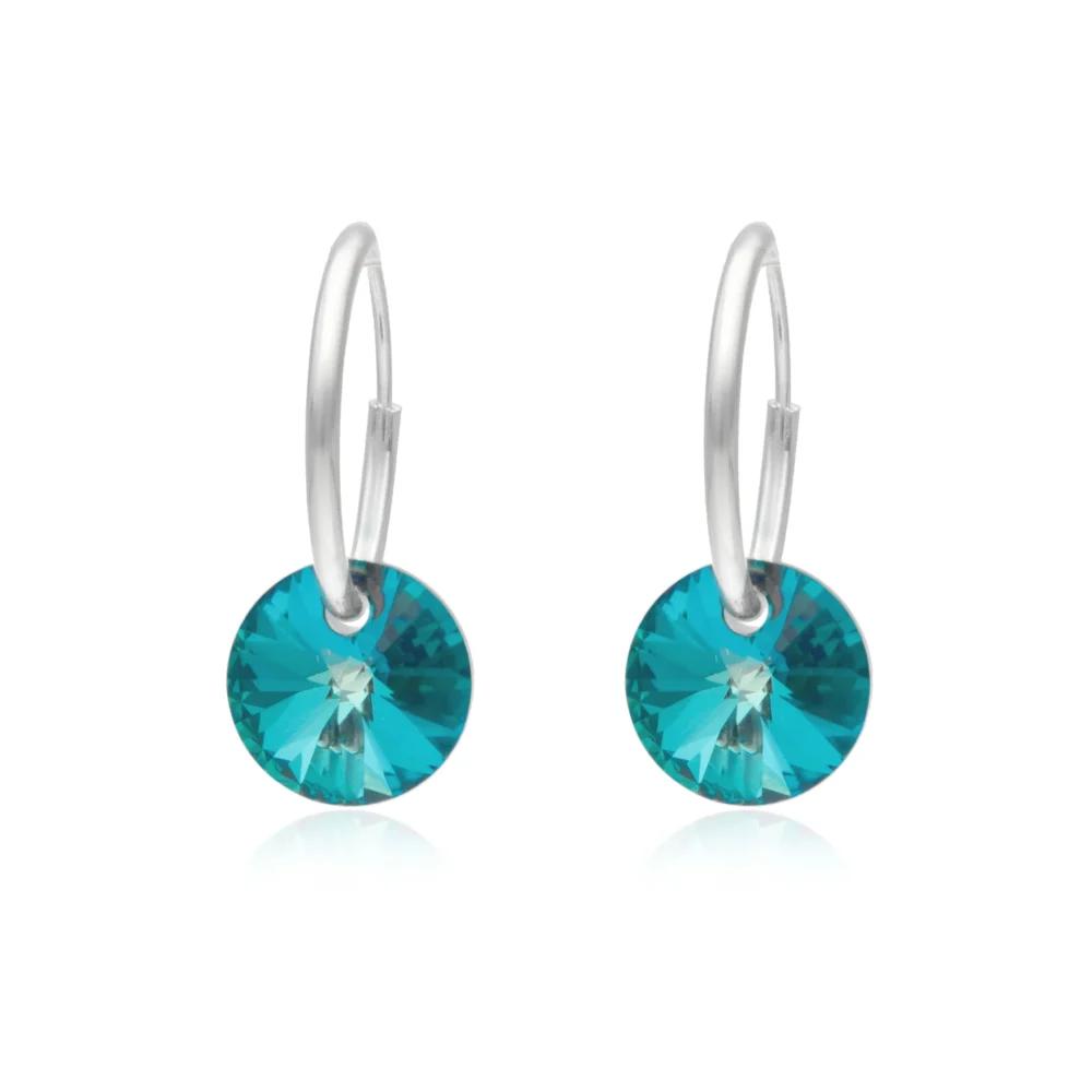 17L7W- AROS ARGOLLA PLATA 925 CON DIJE CRISTAL SWAROVSKI TURQUESA