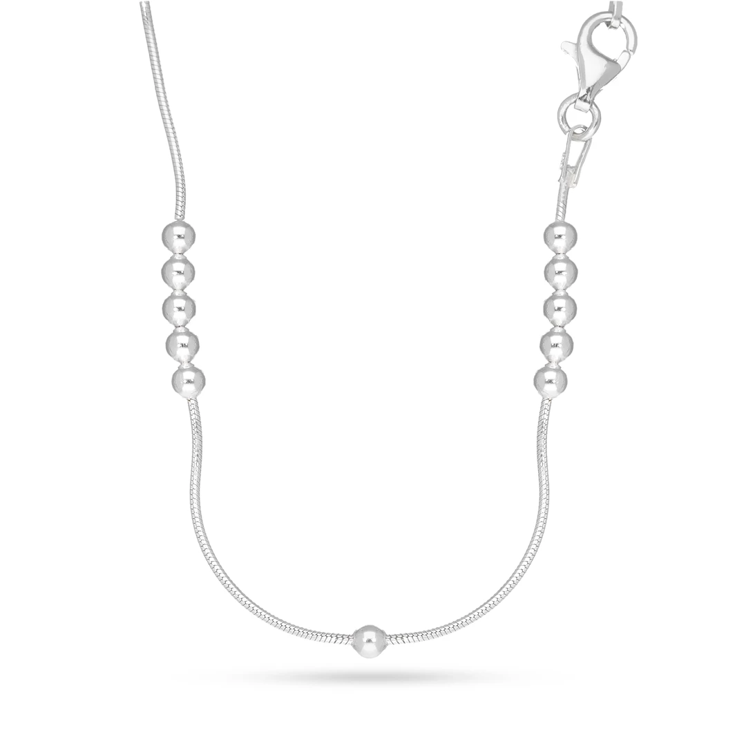 CADENA COLA DE RATÓN CON BOLAS PLATA 925 ITALIANA 50 CM