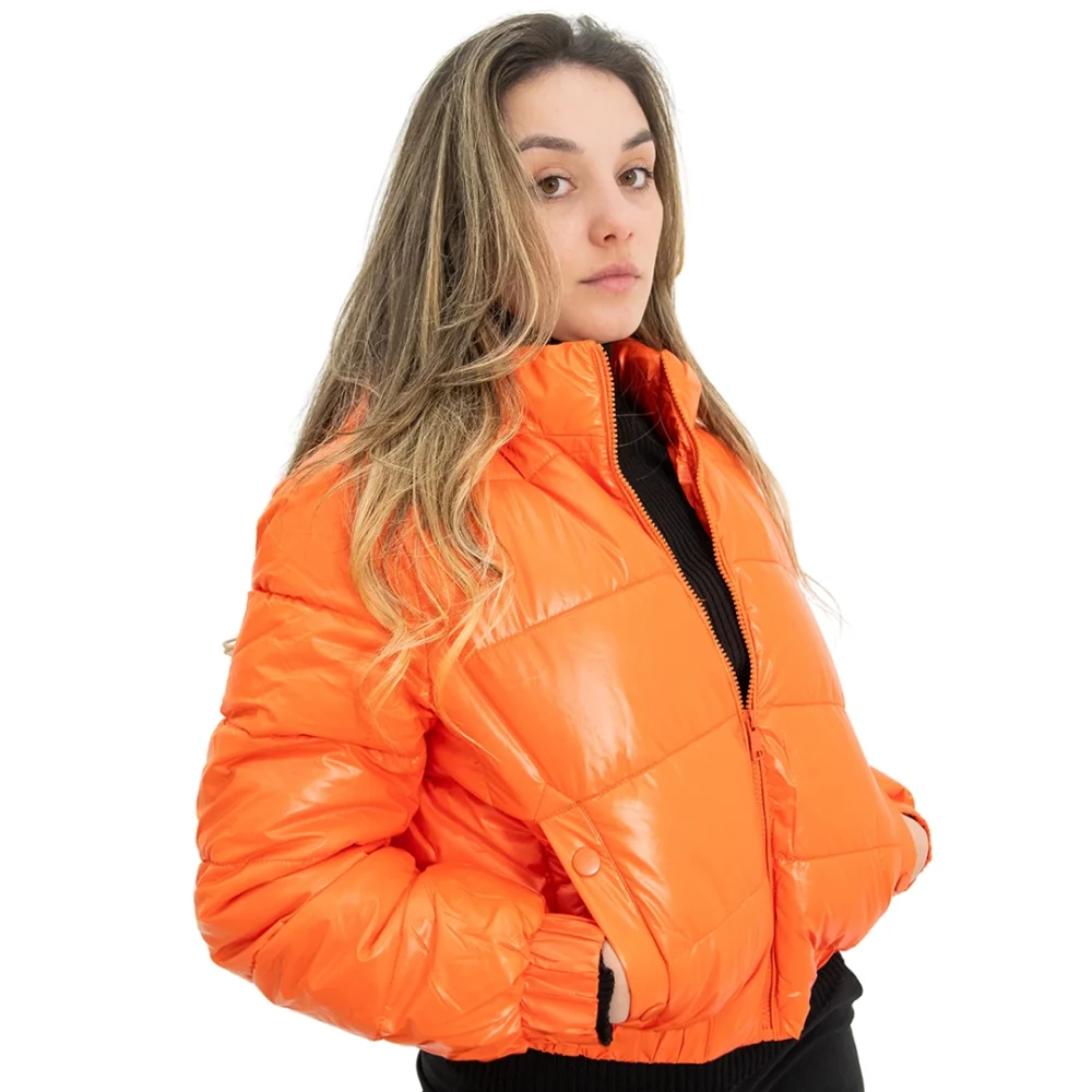 CAM01- CAMPERA PUFFER ENGOMADA NARANJA