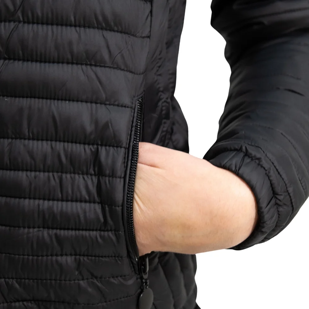 CAM05- CAMPERA PUFFER NEGRA OPACA MEDIA LARGA - Imagen 3