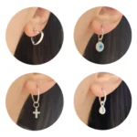 COMB87- KIT DE 4 AROS ARGOLLAS CON DIJE DE PLATA 925 PREARMADOS (foto ilustrativa)