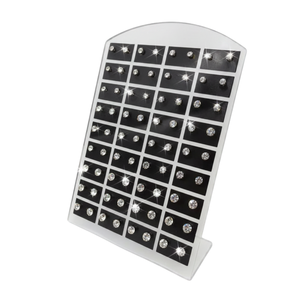 COMB174- COMBO 36 PARES DE AROS DE ACERO CUBIC PASANTE